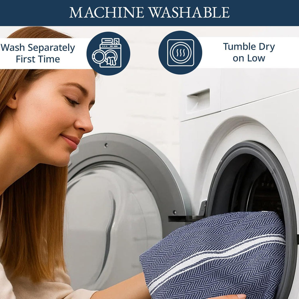Kitchen Towels Set - 100% Pure Cotton Dish Towels for Kitchen, Super Absorbent Kitchen Hand Towel, Blue Tea Towels