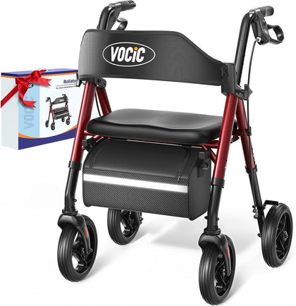 Walkers for Seniors, Z21 Rollator Walker with Seat Supports 350lb, 8" Big Wheels for All Terrain, Ergonomic Arc Seat