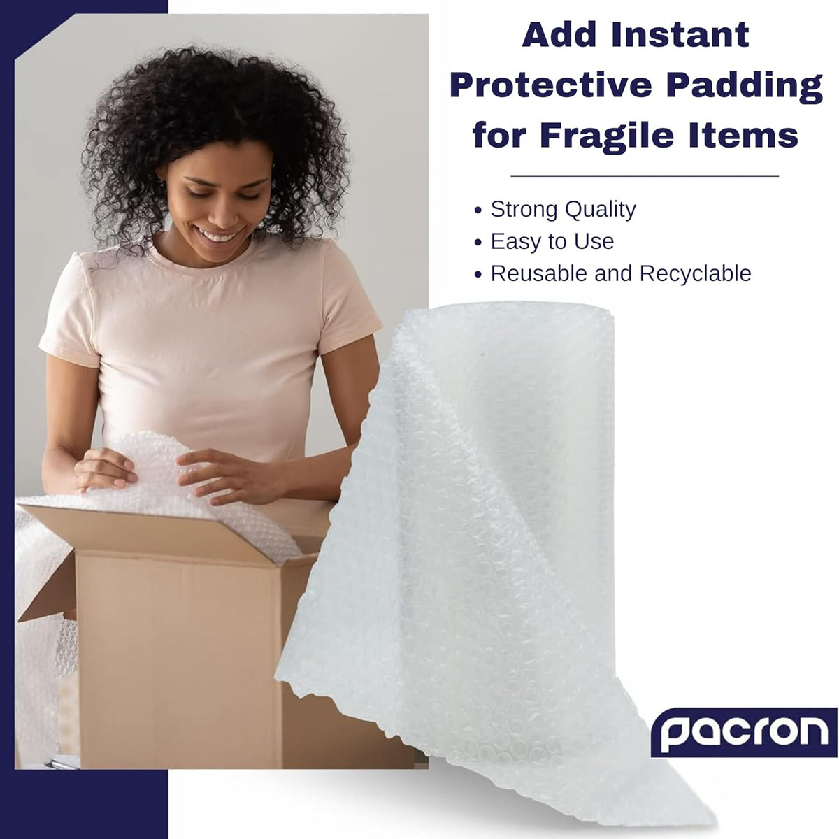 Bubble Roll Wrap 12" x 100', 2-Pack 5/16" Perforated Medium Cushioning