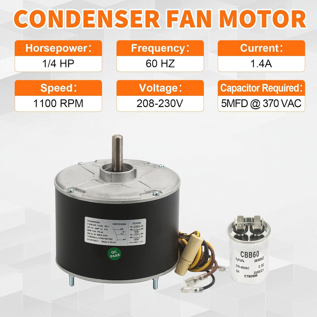 HC39GE226A Condenser Fan Motor Fit for GE Carrier Bryant Payne