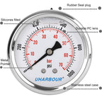 UHARBOUR Glycerin Pressure Gauge 1000psi/70bar, 2-1/2" Dial