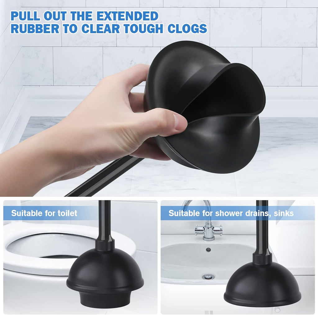 Toilet Plunger and Brush, Bowl Brush and Heavy Duty Toilet Plunger Set with Ventilated Holder, 2-in-1 Bathroom
