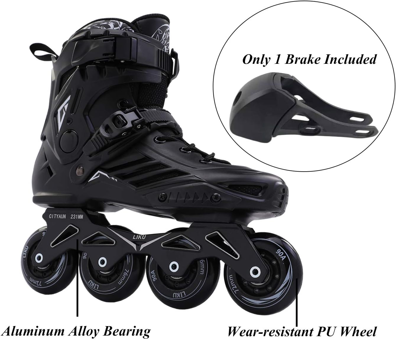 Black Professional Inline Skates Unisex