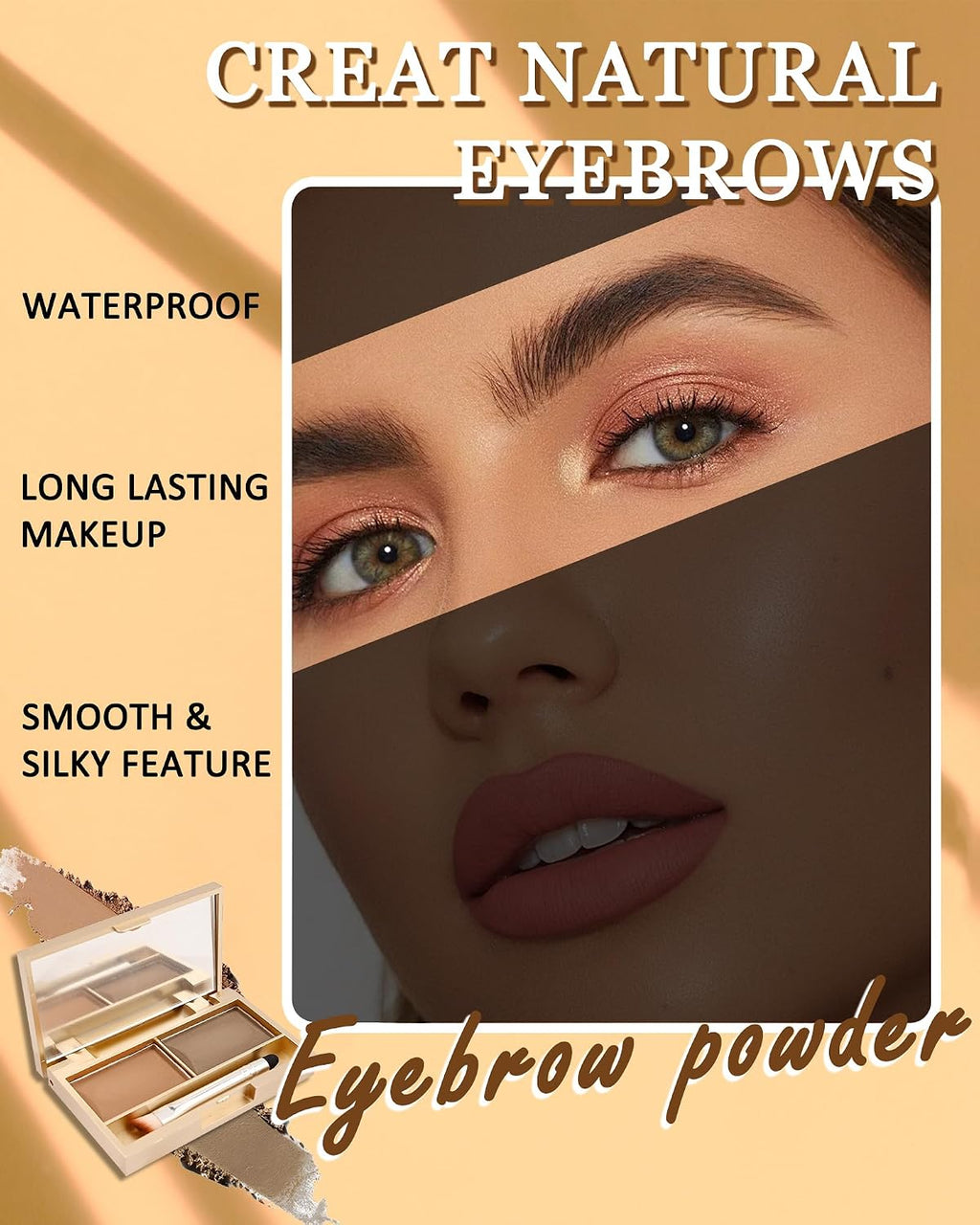 Eyebrow Powder Makeup Kit,Long Lasting Waterproof Eye Brow Powder for Women