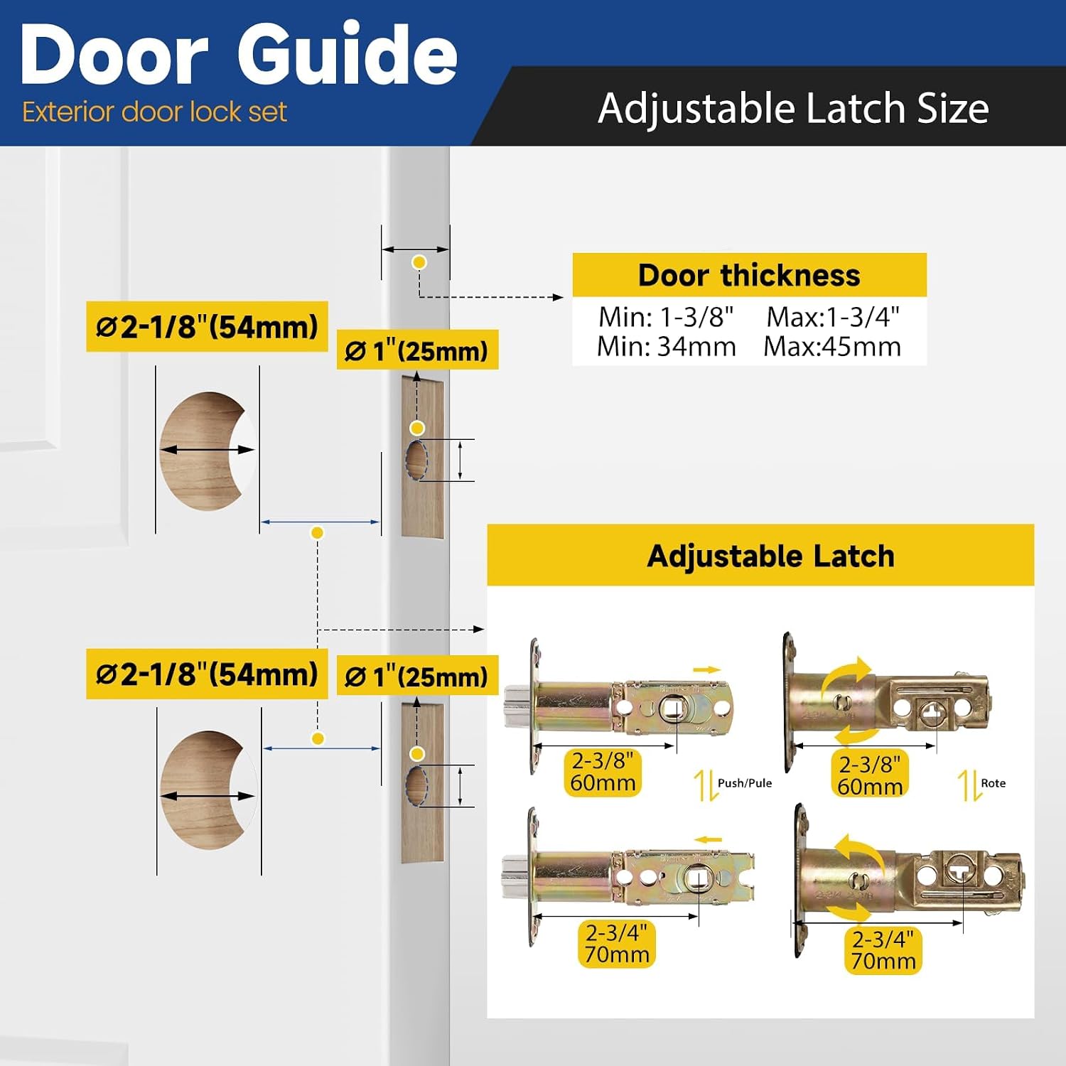 Front Door Lock Set Exterior Door Lock Set, Black Exterior Door Handle with Deadbolt - Keyed Alike Entry Door
