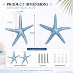 2 Pcs Natural Starfish Curtain Tiebacks Coastal Curtain Holdbacks