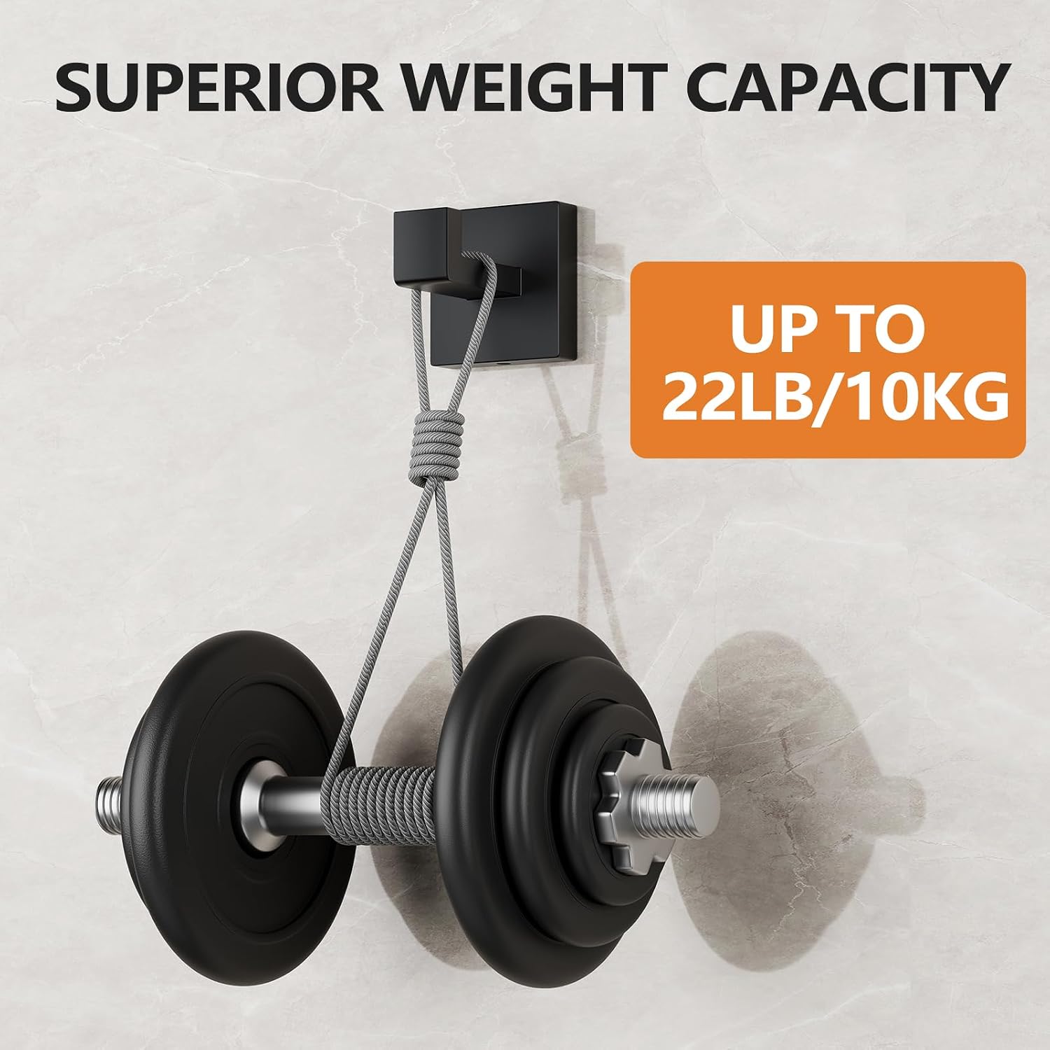 4 PCS Towel Hooks for Bathroom, Wall Mount Towel Holder, Black Matte Wall Robe Hook,Square Stainless Steel Door