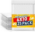 Bubble Mailers 6x10 Inch 25 Pack Self-Seal Padded Envelopes White