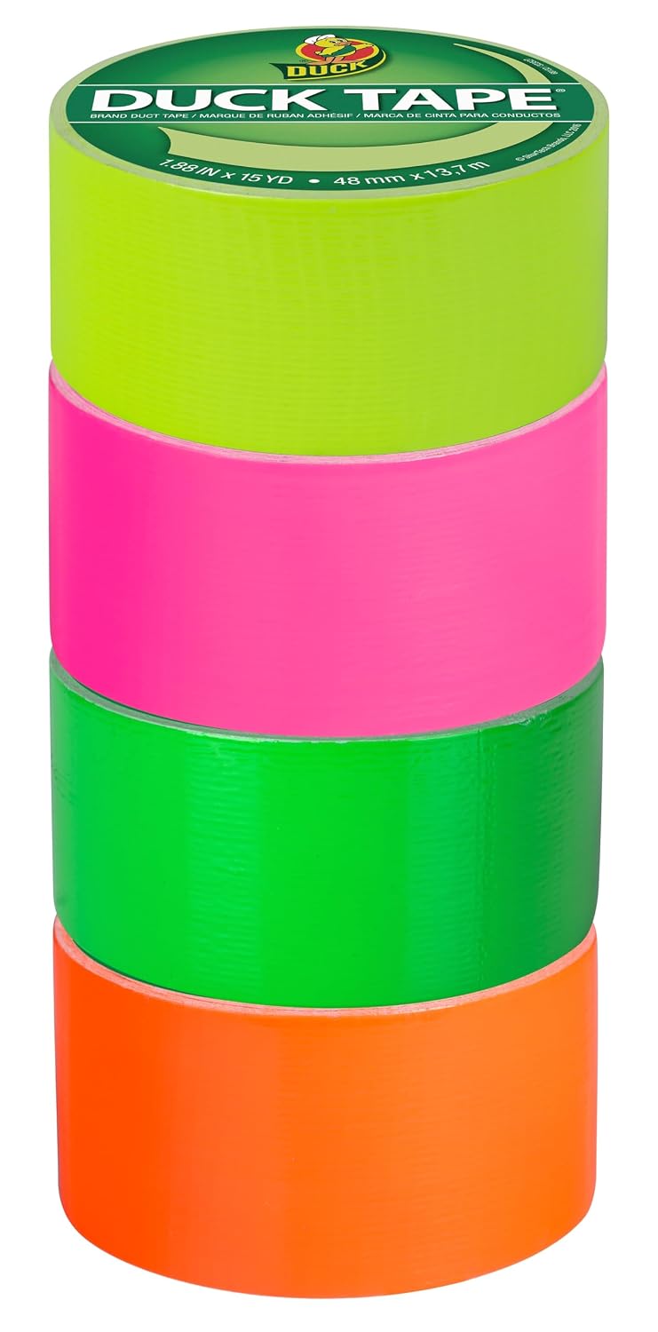 Tape Brand Neon Color Duct Tape 1.88 in x 15 Yds, Project Pack
