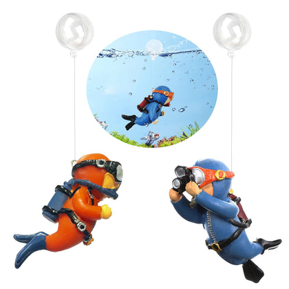 2-Pack Floating Fish Tank Decorations Little Diver Aquarium Decoration Aquarium Accessories Fish Playmate for Fish