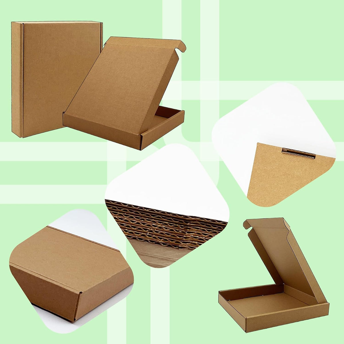 7x7x1 inch Small Shipping Boxes 50 Pack, Brown Corrugated Cardboard Mailers