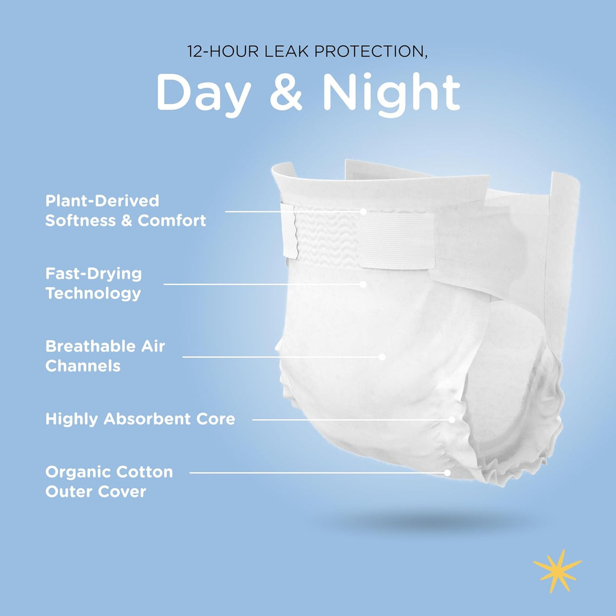 Non-Toxic Diapers for Sensitive Skin - Size 1, 33 Count