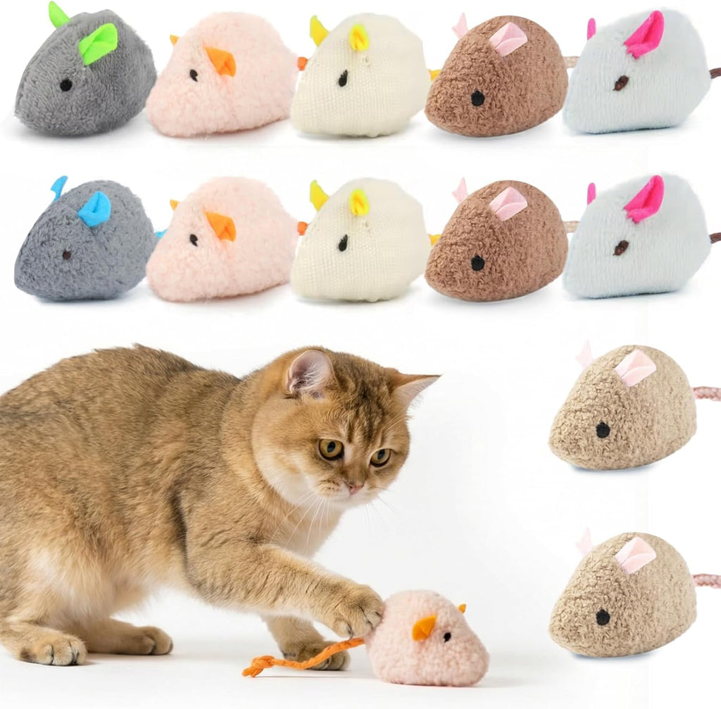 12PCS 2.36 Inch Cat Mice Toys, Prefilled Catnip Plush Catnip Toys, Realistic Design Interactive Cat Mouse Toys for