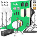 Photography Lighting kit with Backdrops, 8.5x10ft Backdrop Stands, Zyernar LED Bulbs Umbrella Softbox Continuous