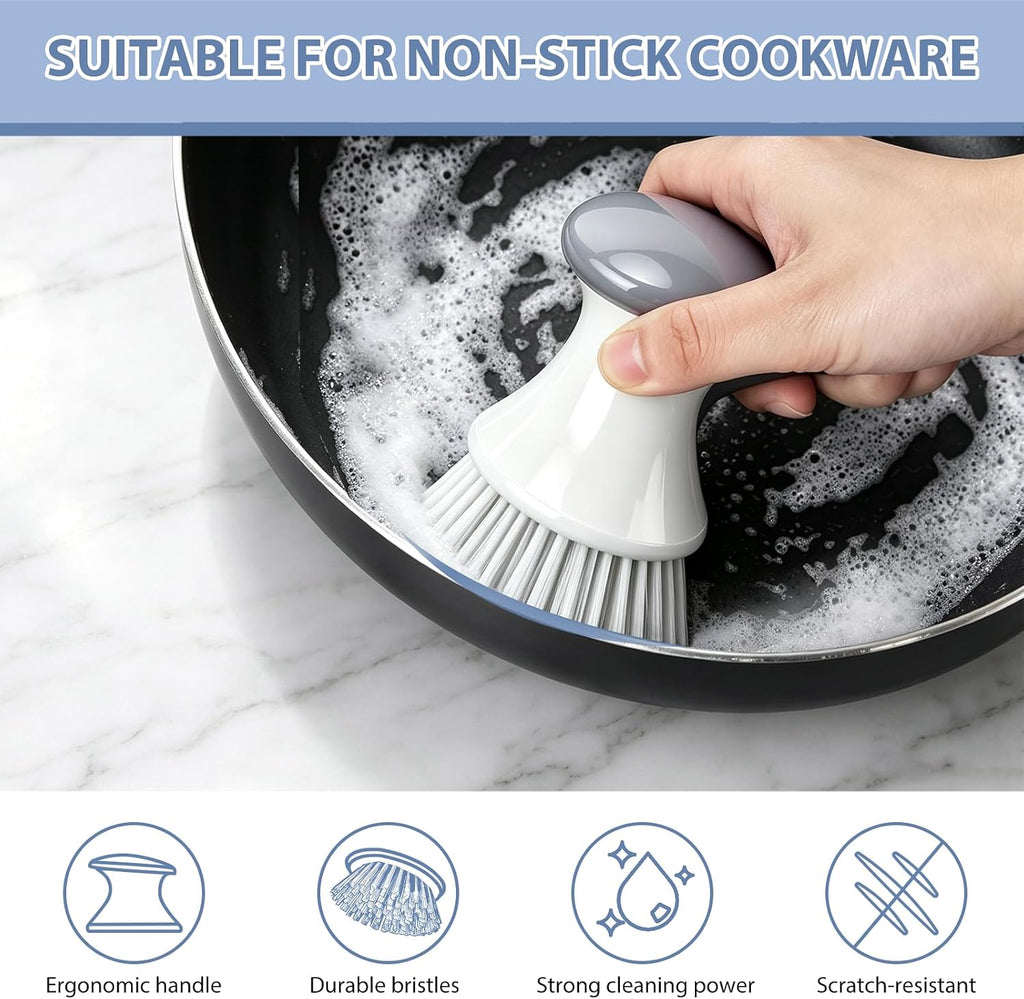 Dish Scrub Brush,2 Pack Kitchen Scrub Brush for Dishes Grey White