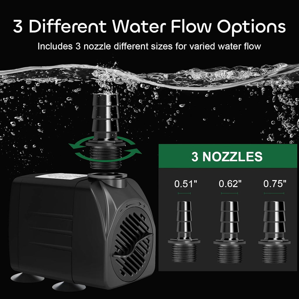 550GPH Submersible Pump 30W Fountain Aquarium Water Pump
