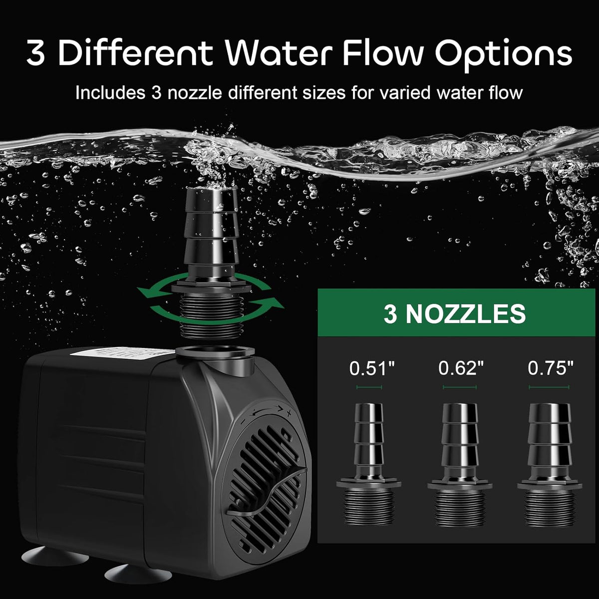 550GPH Submersible Pump 30W Fountain Aquarium Water Pump