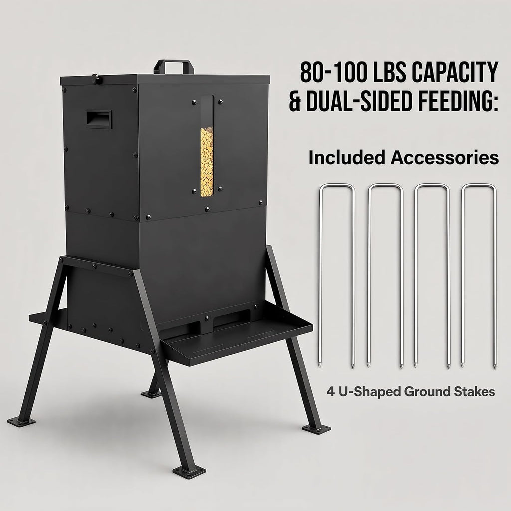 Metal Gravity Deer Feeder, 80-100 Lbs Capacity