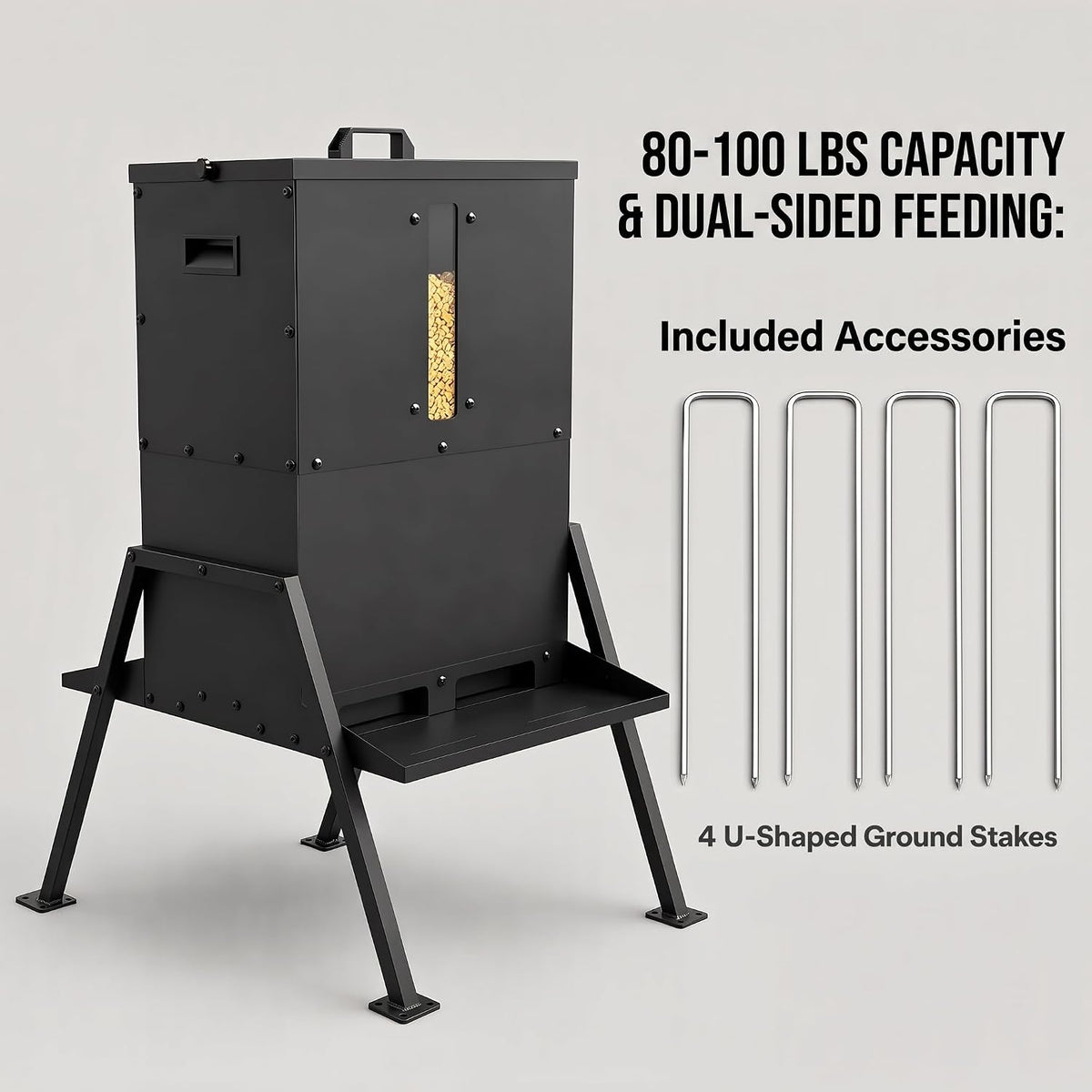 Metal Gravity Deer Feeder, 80-100 Lbs Capacity