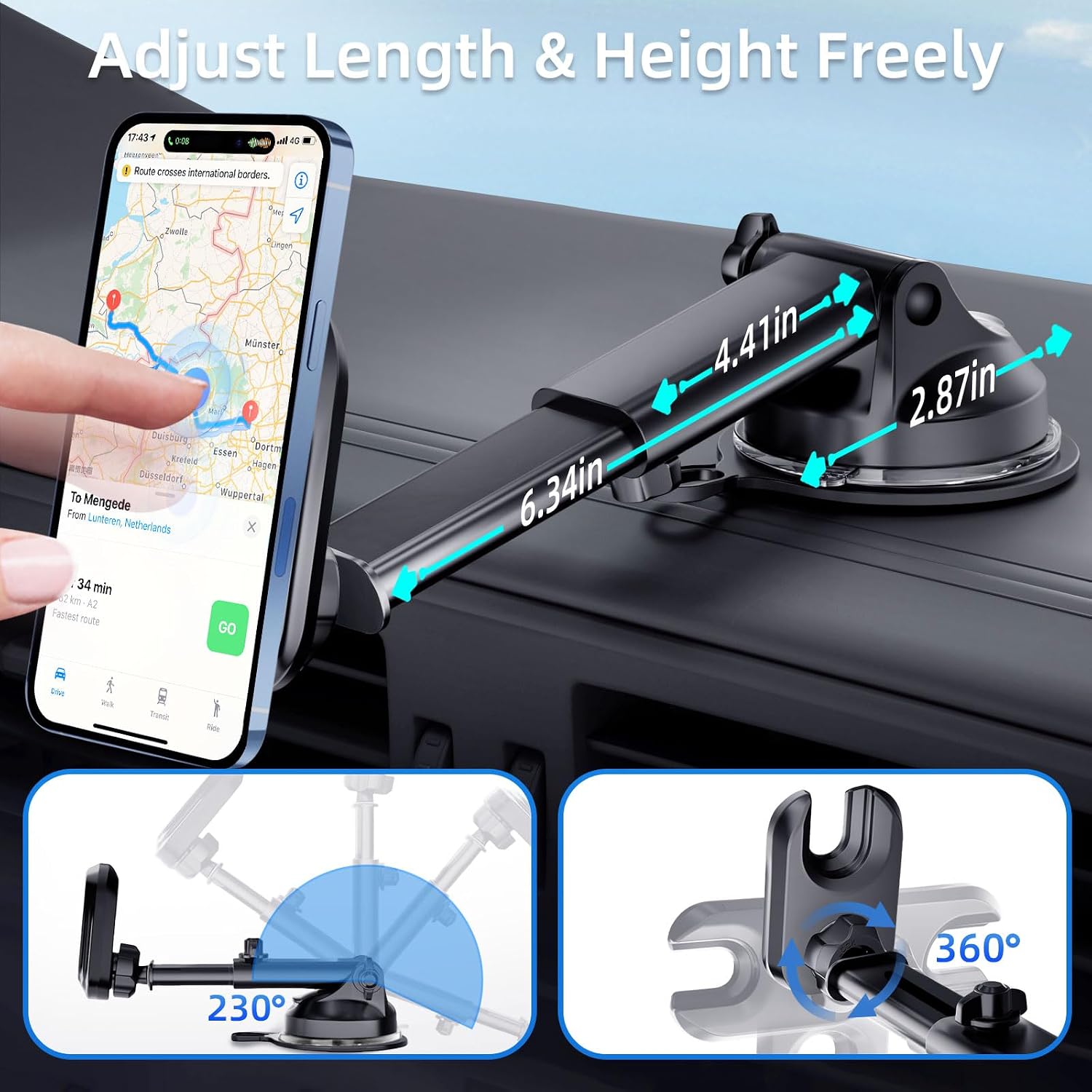 Car Phone Mount for Pop Socket: Suction Cup Cell Phone Holders for Automobile Dashboard Windshield Window - Dash