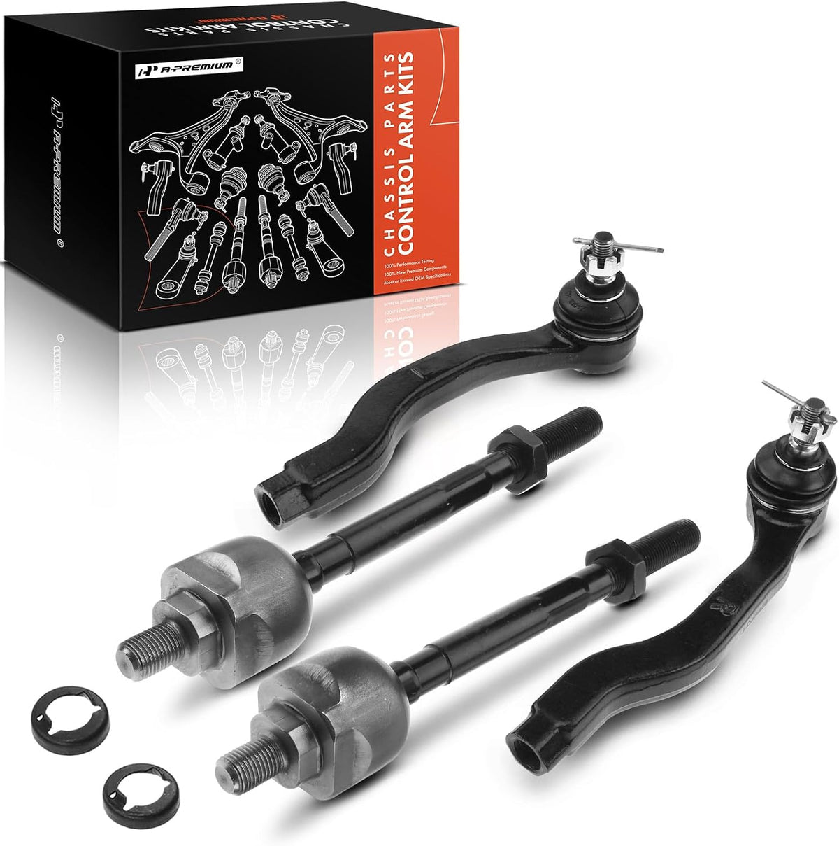 A-Premium Front Inner & Outer Tie Rod End Kit Fix Uneven Tire Wear
