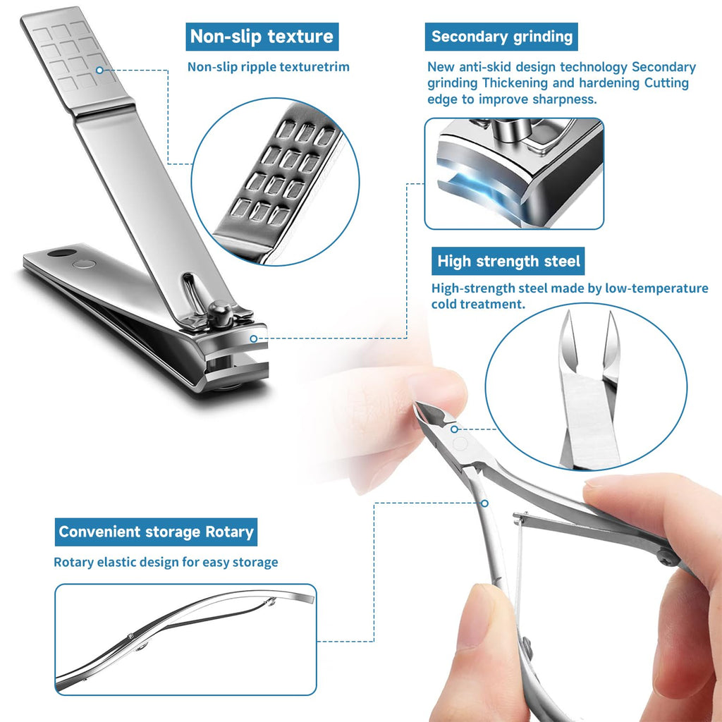 Manicure Pedicure Kit, Nail Clipper Tools Set Exra Thick Personal Care Women’s Grooming Kit Christmas Gifts for Men