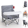 Portable Booster Seat, Foldable Baby High Chair with Removable Tray, Safety Harness & Carry Bag – for Toddlers Ages