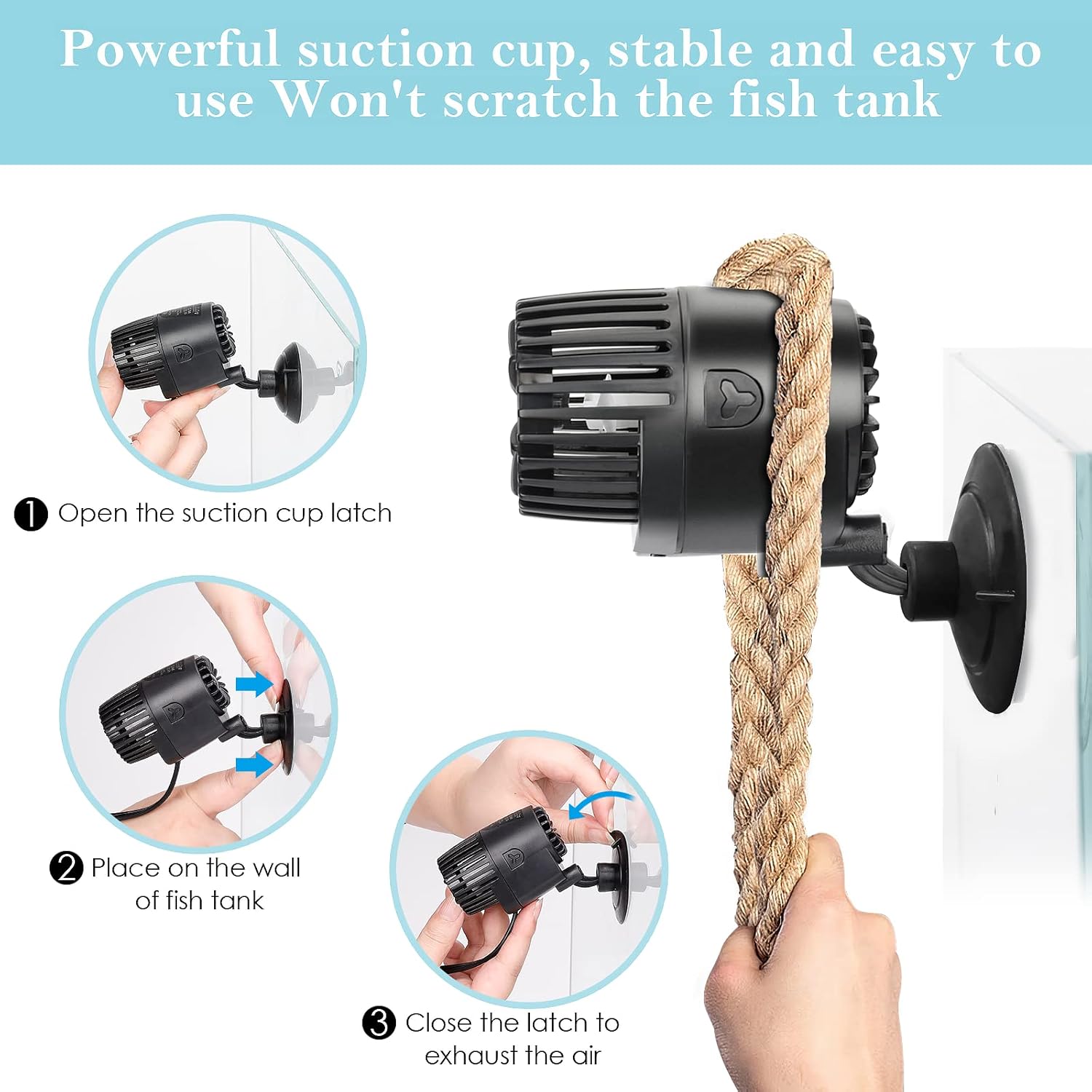 Aquarium Wave Maker,Suction Cup Fish Tank Single Powerhead Pump | 3W/5W/10W/15W 110V/60Hz Ultra Quiet Submersible