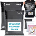 Shipping Bags (12 Pack) with Label Pouch - 14x18 & 18x24 - Poly Mailers for Clothes, Self-Seal Plastic Mailing