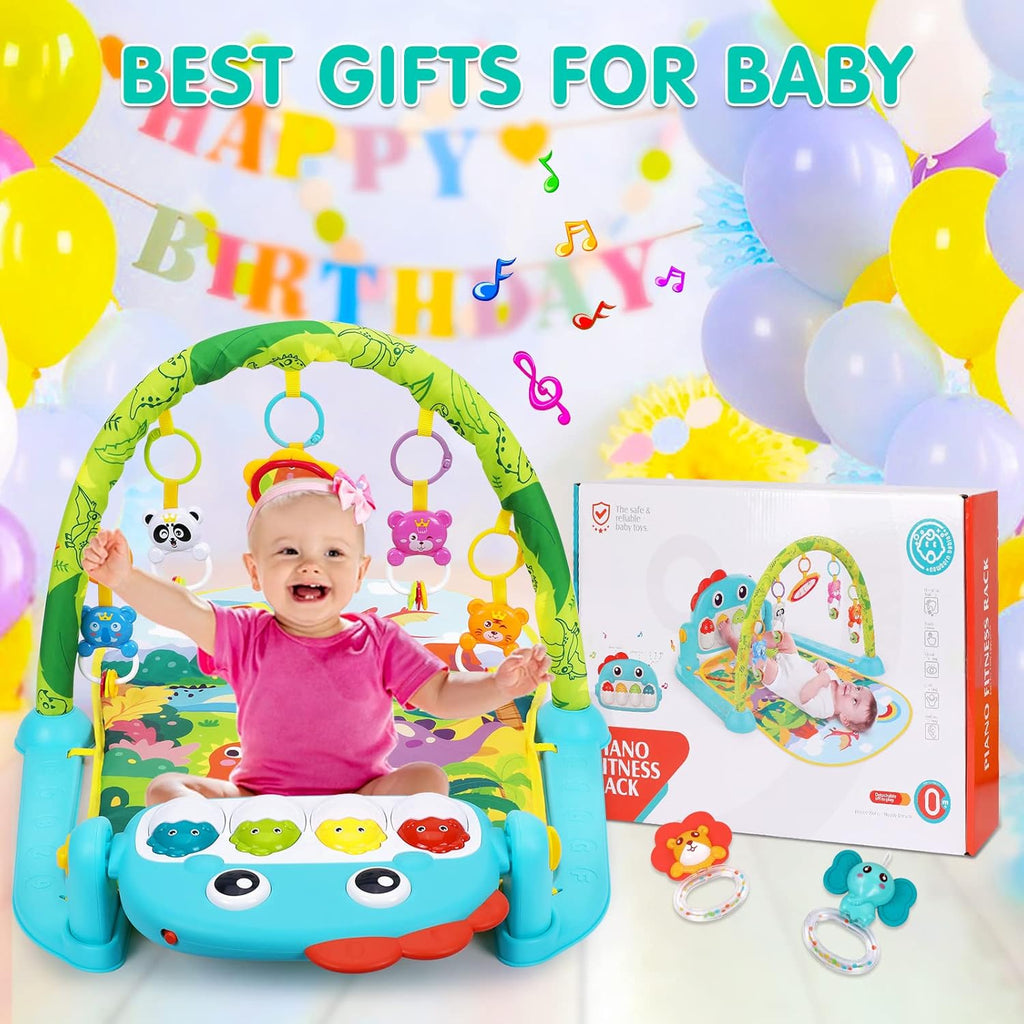 Baby Gym Play Mats Baby Tummy Time Mat Musical Activity Center for Newborn Infant Piano Babies Play Mat Music & Light