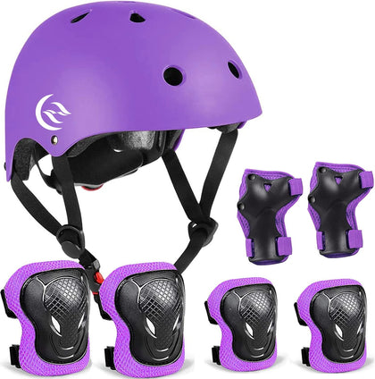 Kids Bike Helmet Skateboard Knee Pads - Kids Helmet Elbow Pads Wrist Guards Adjustable for 5~15yrs Girl Boy Kids