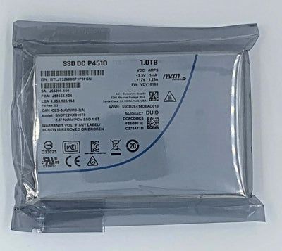 for SSD DC P4510 1TB NVMe U.2 2.5in PCIe 3.1 x4 Enterprise SSD