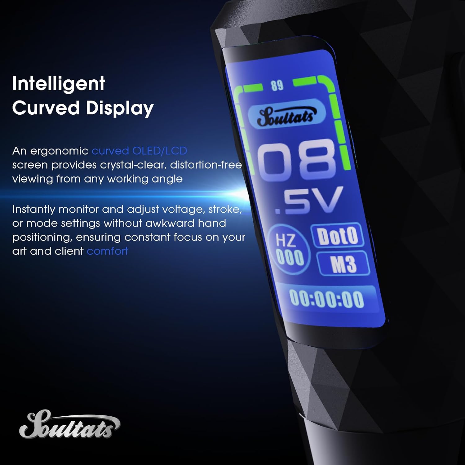EZ Tattoo Gun - 6 Strokes 2.5-4.8mm Tattoo Machine Pen with Extra OLED Digital Display 1600mAh Battery Power Rotary