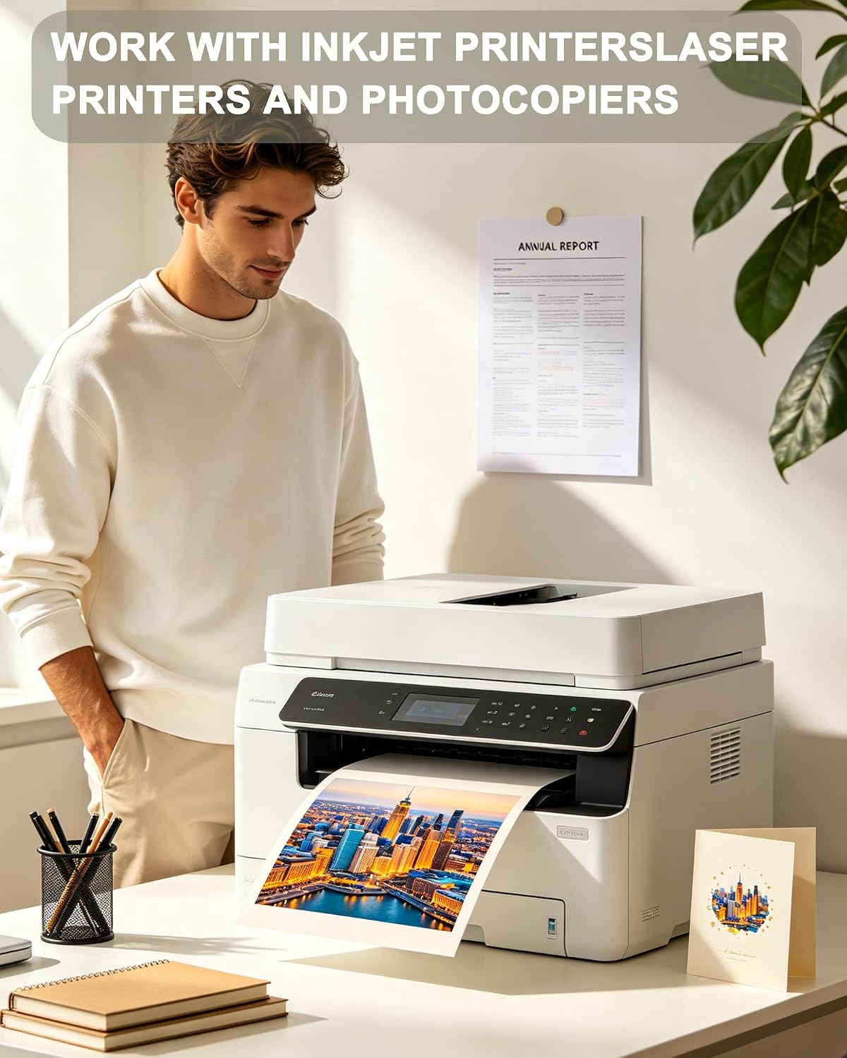 Cream Cardstock Paper, 110lb/199gsm Heavy Cardstock, Colored Multi-Purpose paper, 8.5" x 11" 100 Sheets (1 Reams)