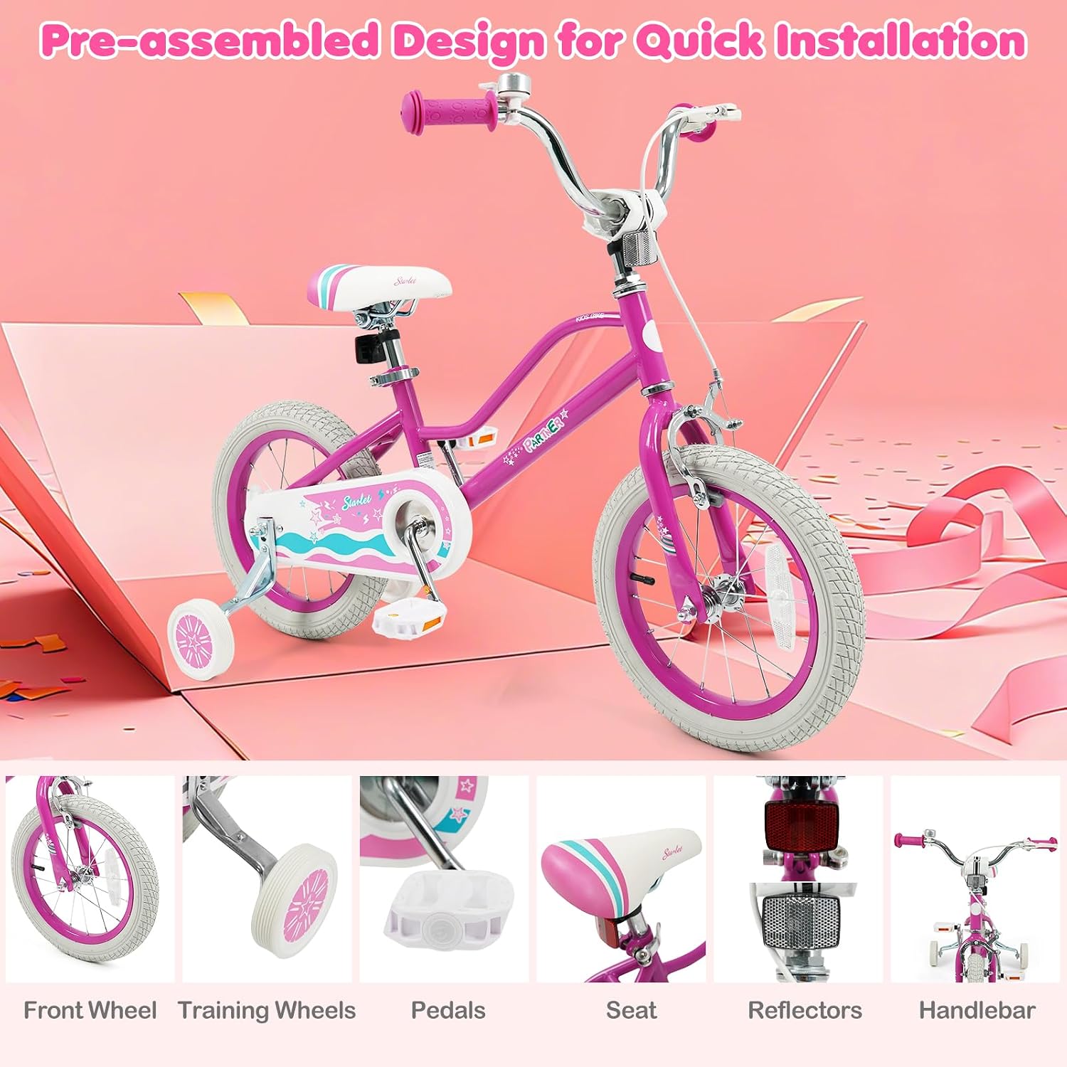 Kids Bike for 3-8 Years Old Boys Girls, 12 14 16 18 Inch Bicycle | Bike with Training Wheels, Adjustable Seat &