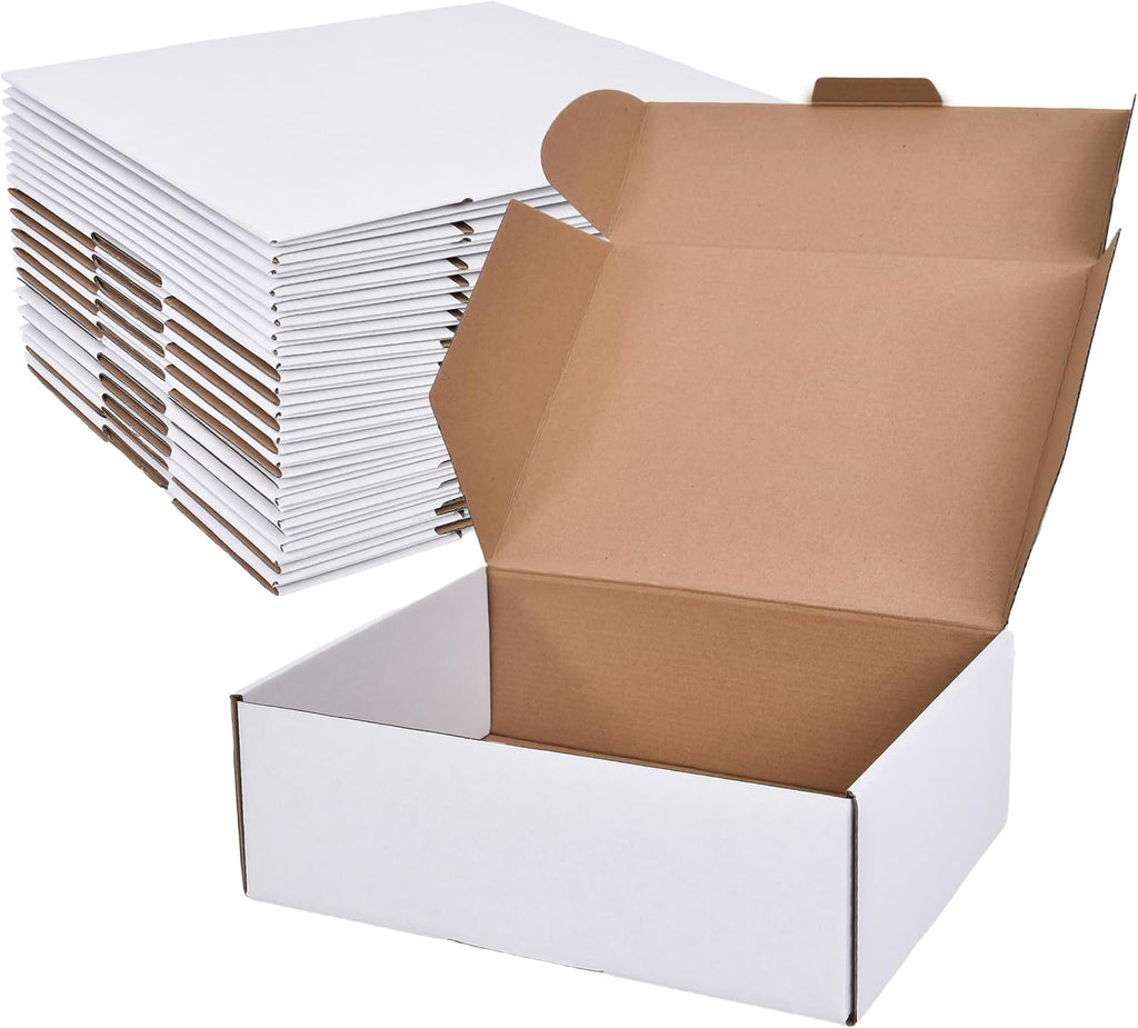 Shipping Boxes Set of 20,12x9x4 Inches White Corrugated Cardboard Box Literature Mailer for Small Business