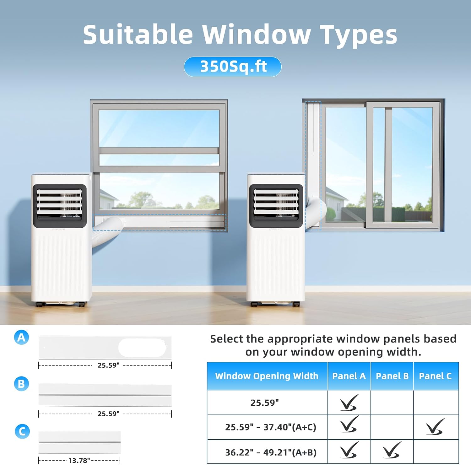 8000 BTU Portable Air Conditioner, 5-in-1 AC Unit with Cool, Dehumidifier, Fan, Sleep & Timer Modes, Auto Swing