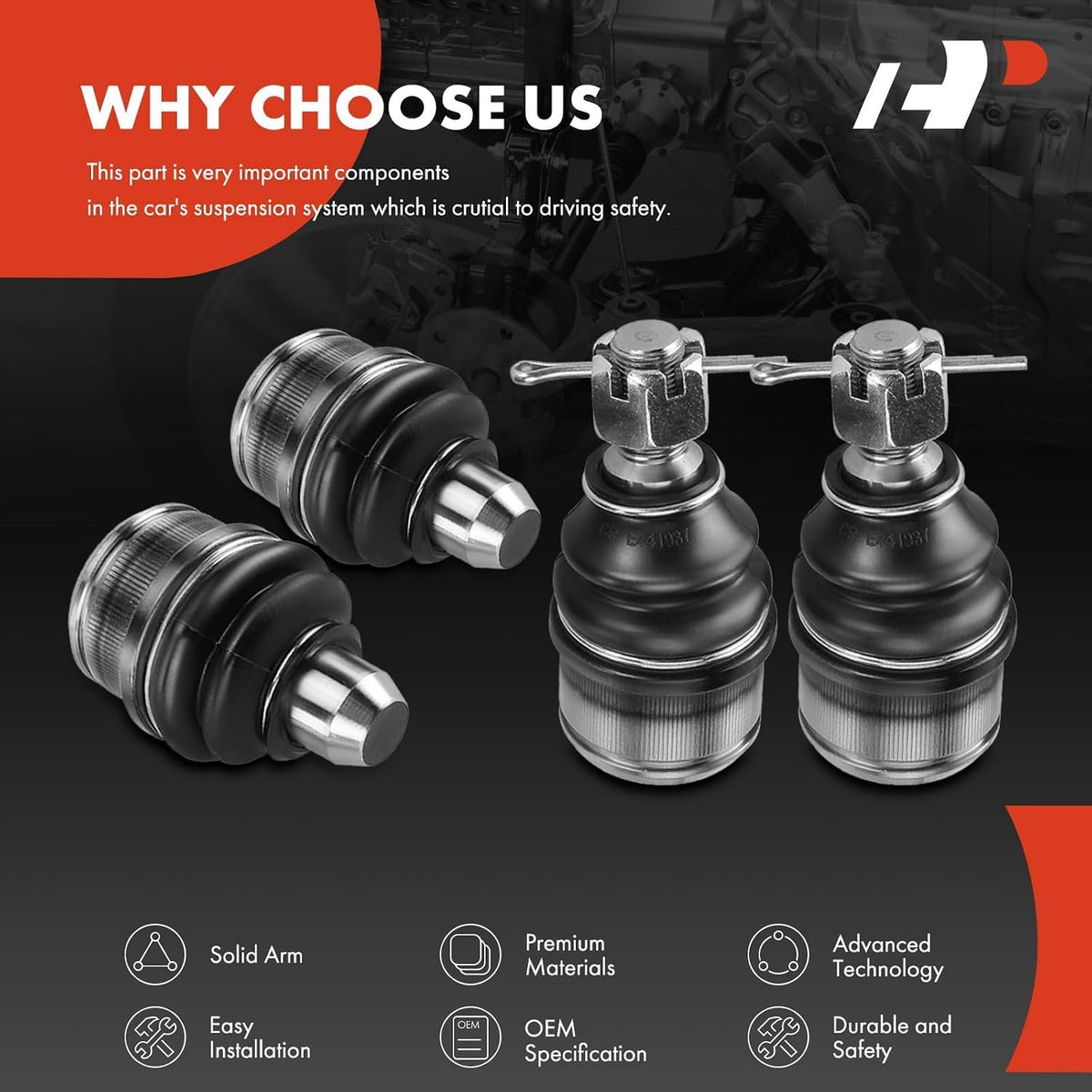 A-Premium Front Upper & Lower Ball Joint Kit, Compatible with Ford