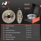 A-Premium Front Vented and Rear Solid Brake Rotors and Ceramic Pads Kit
