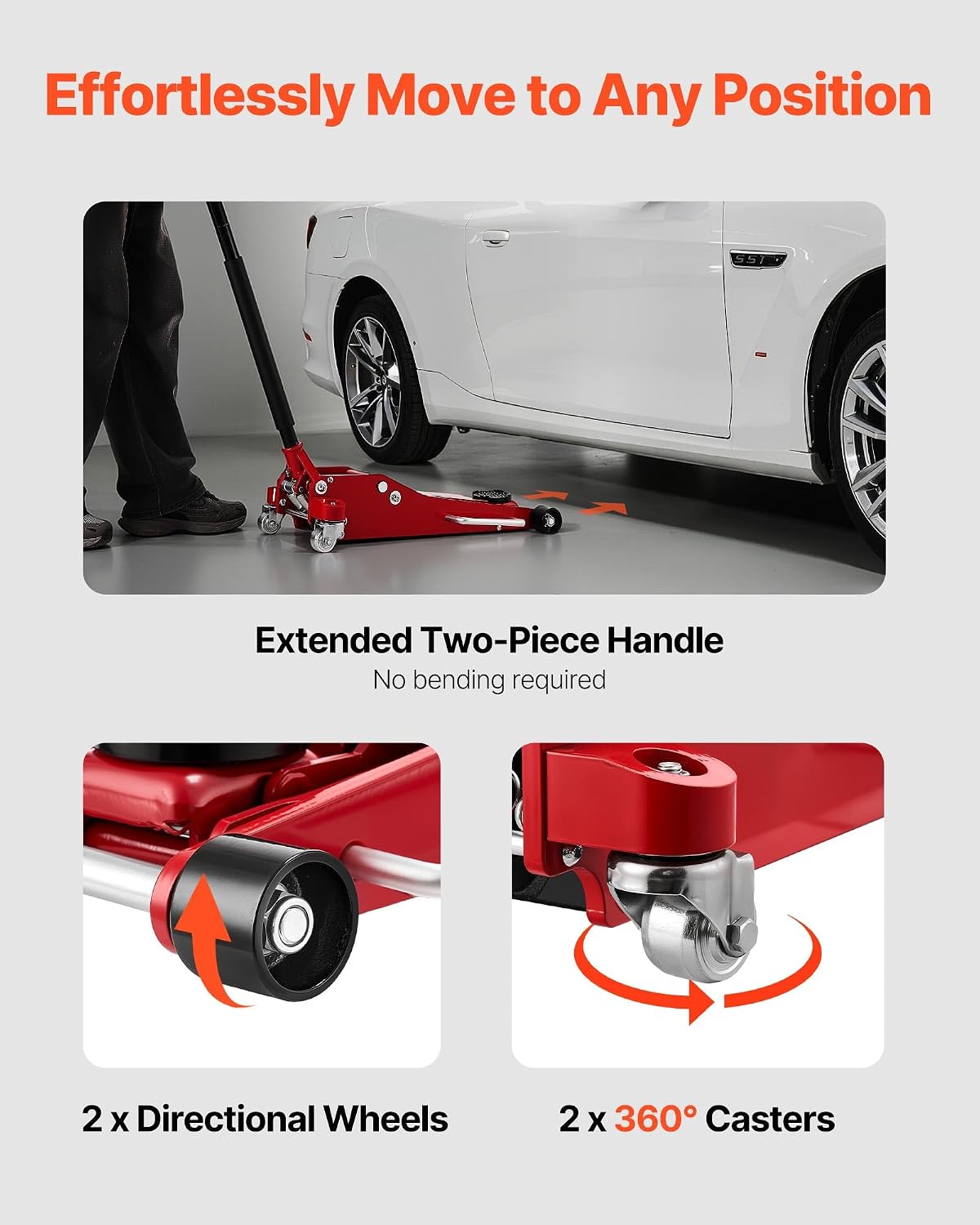 Low Profile Floor Jack 3 Ton Aluminum and Steel Racing Floor Jack with Dual Pistons Quick Lift Pump, Hydraulic
