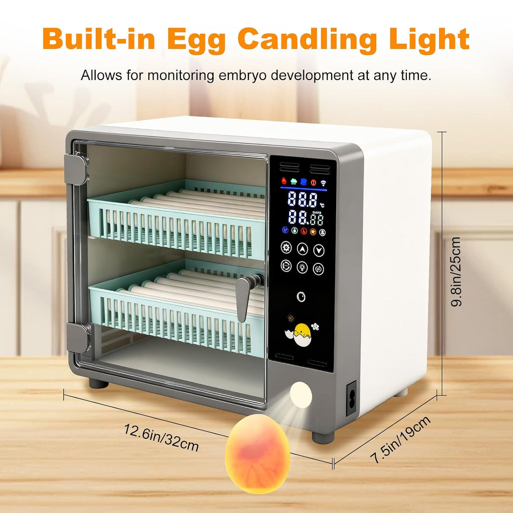 24 Egg Incubator Auto Turner Water Control Adjustable Tray Candler