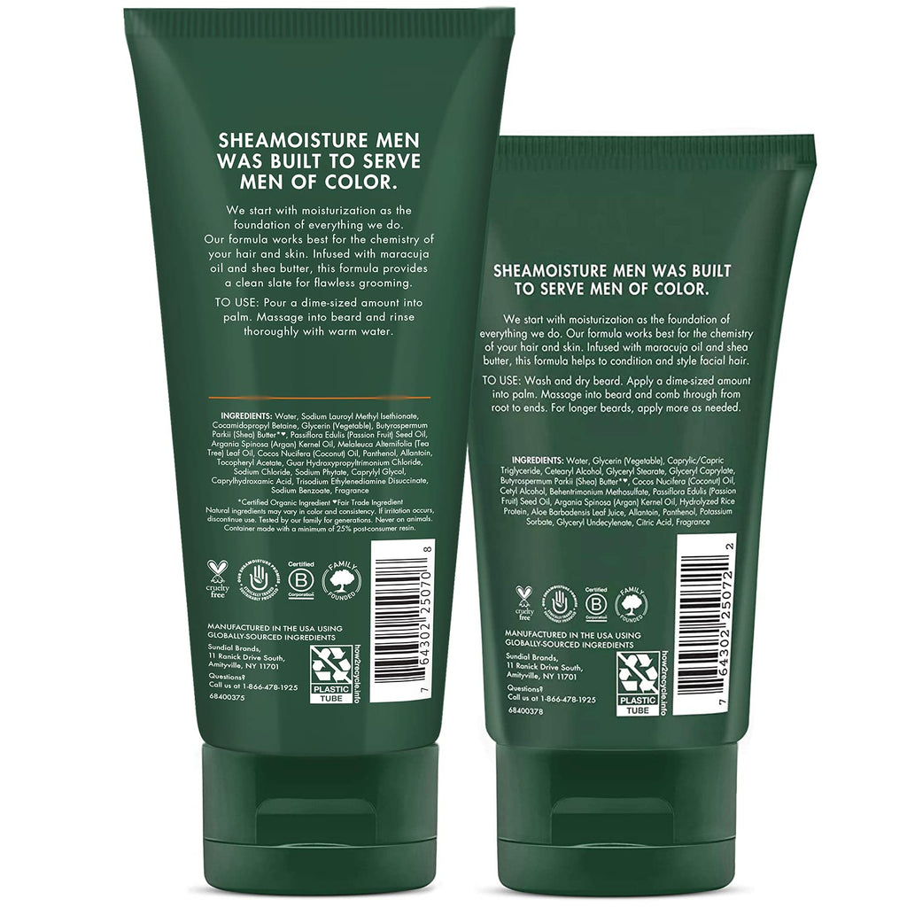 SheaMoisture Beard Wash & Full Beard Detangler, Self-Care Gifts for Men | Gentle Beard Wash and Conditioner with Tea