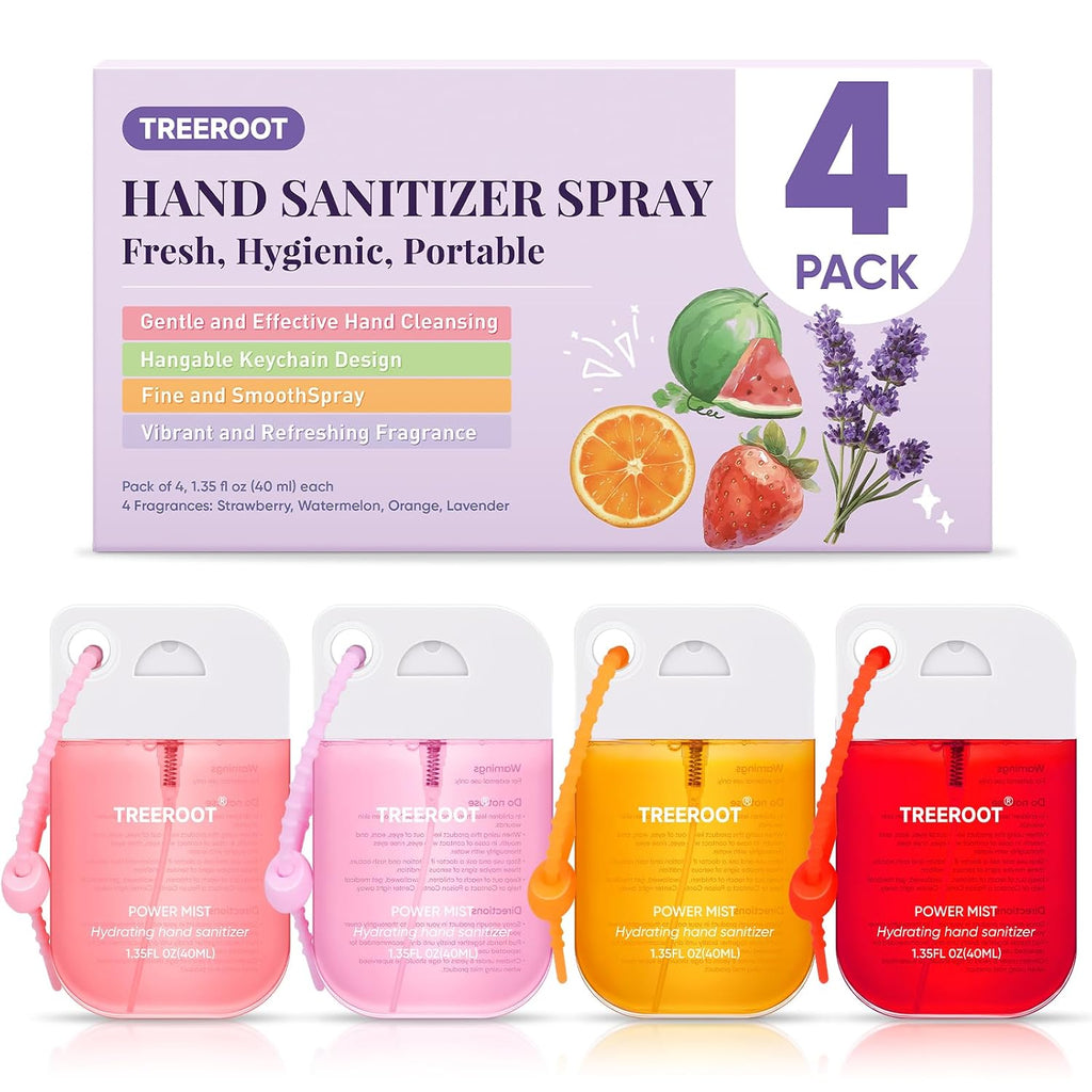 4 Pack Hand Sanitizer Spray,Hydrating Travel Size Alcohol-Free