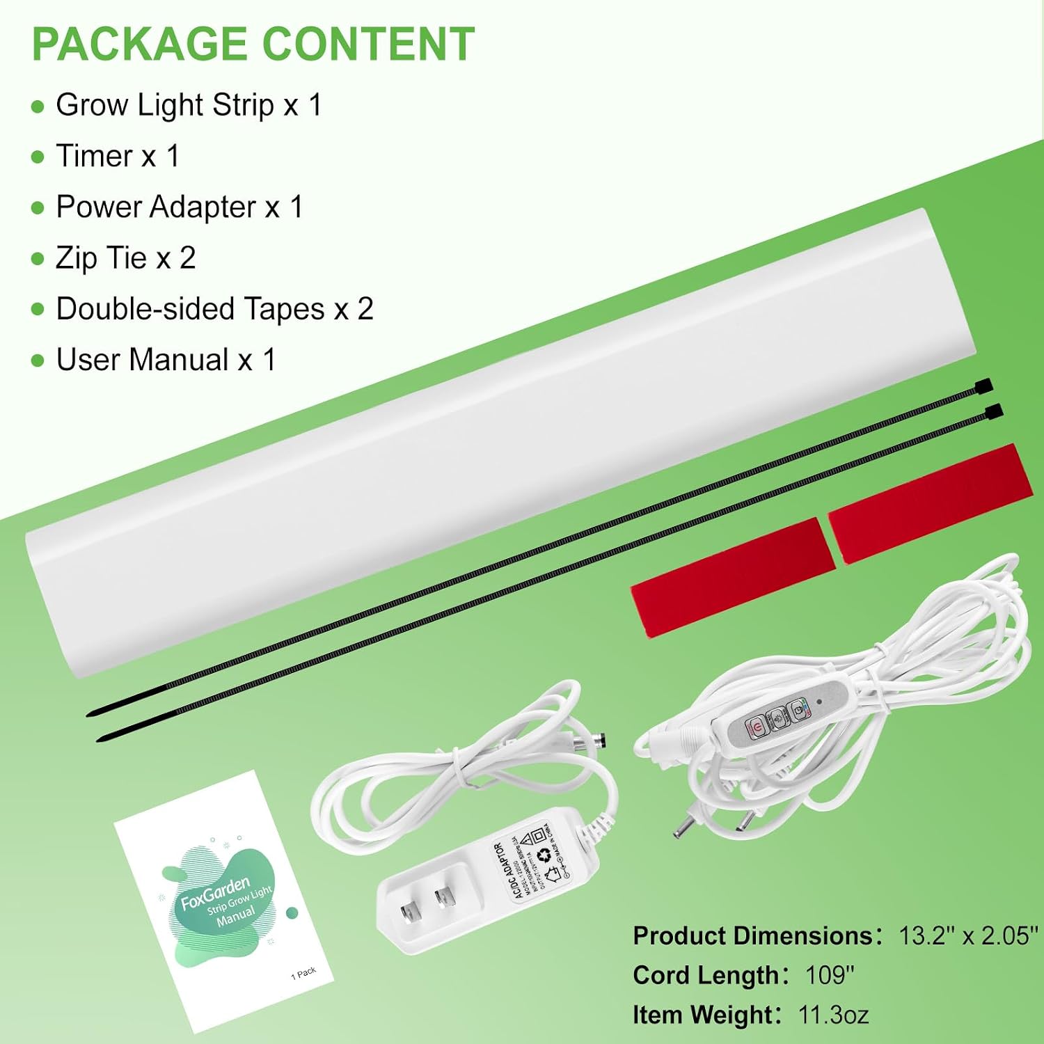 Grow Light, Full Spectrum Plant Light Strip for Indoor Plants, 96 LED Bright Grow Lamp with Auto On/Off Timer