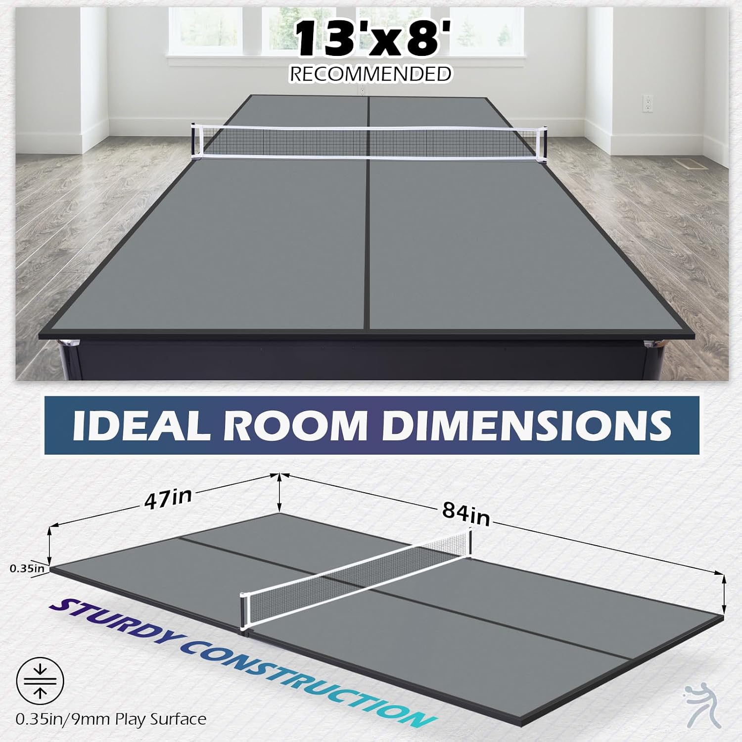 Ping Pong Table Top, Foldable Table Tennis Table Topper for Pool Table, Indoor Outdoor Table Tennis Conversion Top