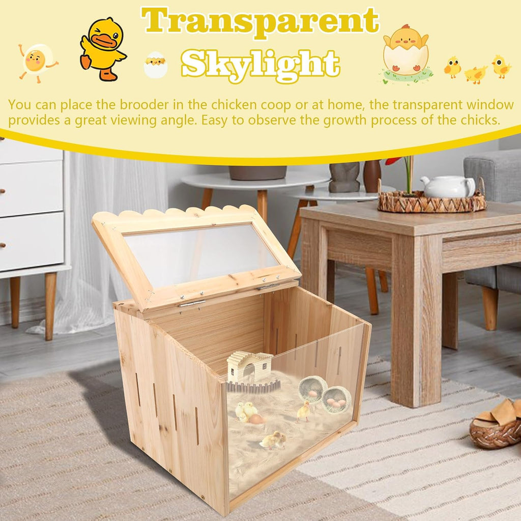 Chicken Brooder Box, Large Wooden Brooder Box for Chicks, Chick Brooder Baby Chicken Supplies, Animal Playpen with