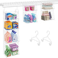 4-Tier Hanging Laundry Room Organizer: Foldable Wire Shelf Basket with 2 Large Hooks 1.65" & 360°Rotating Hooks –