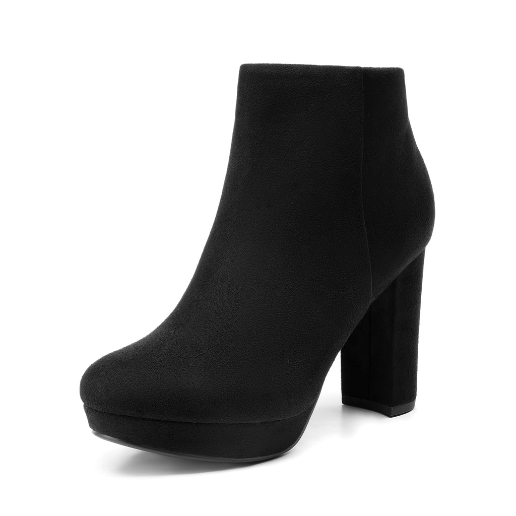 Women's High Heel Ankle Boots Platform Booties,Black,7