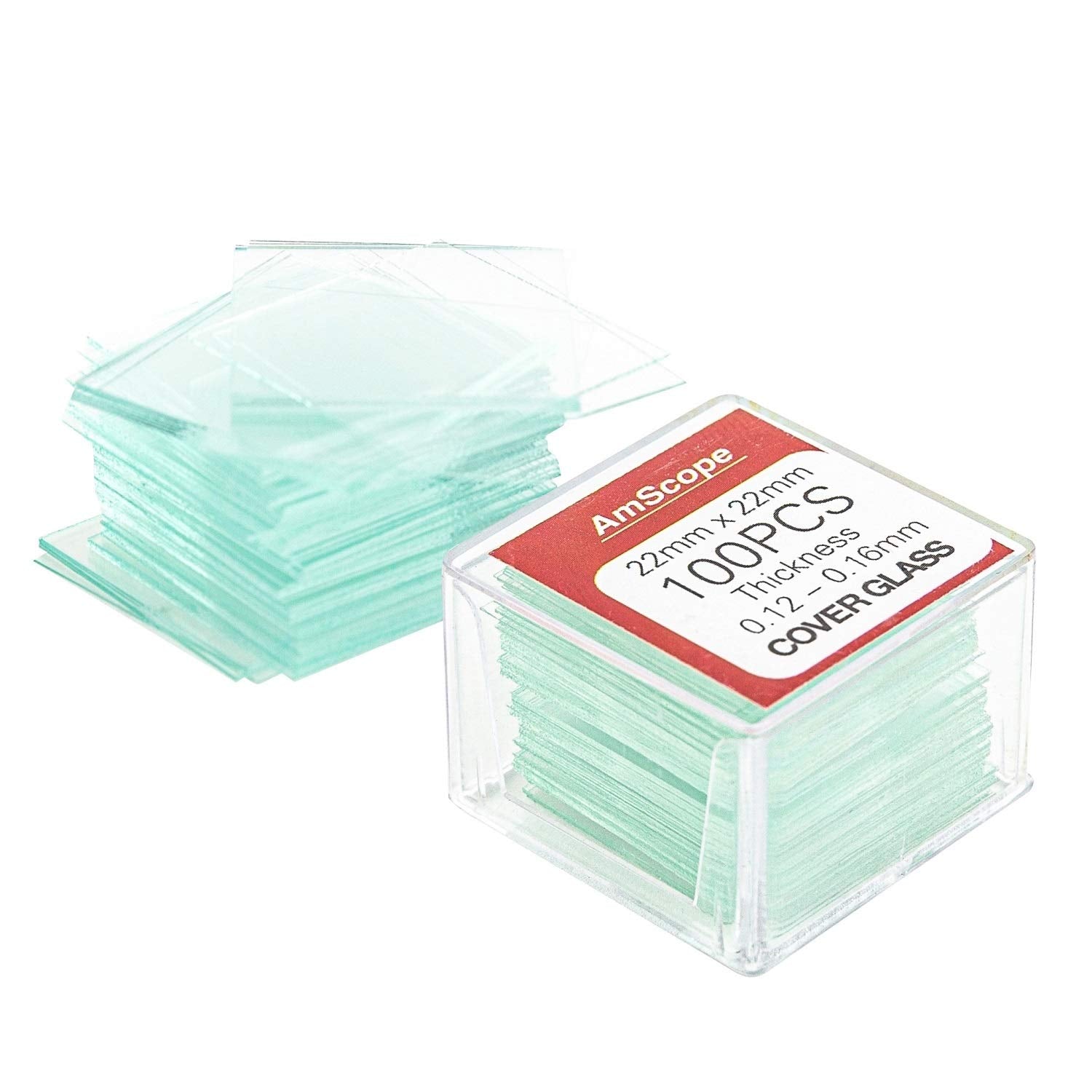 CS-S22-100 Square 22mm x 22mm Cover Slips 100 Count | 100 piece pack of 22mm x 22mm, pre-cleaned microscope square