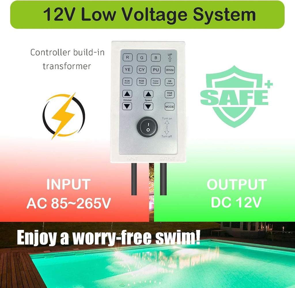 Pool Lights for Inground Pool, 60W 10 Inch Color Changing LED Inground Pool Light with Controller, Remote and APP